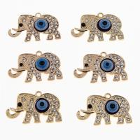Evil Eye Pendants Zinc Alloy Elephant KC gold color plated Unisex & enamel & with rhinestone nickel lead & cadmium free Approx Sold By Bag
