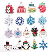 Zinc Alloy Christmas Pendants Christmas Design & DIY & enamel & mixed nickel lead & cadmium free Sold By Bag
