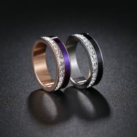 カップル指輪, チタン鋼, ユニセックス & 異なるサイズの選択 & エナメル & ライン石のある, 無色, 6x2mm, 売り手 パソコン