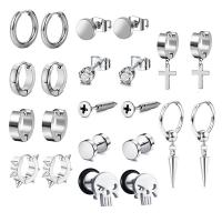 304 Stainless Steel Earring Set Vacuum Ion Plating punk style & for man Sold By Set