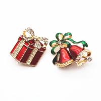 Christmas Brooches Zinc Alloy gold color plated Christmas Design & for woman & enamel & with rhinestone nickel lead & cadmium free Sold By PC