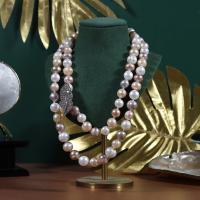 Natürliche Süßwasser Perle Halskette, Natürliche kultivierte Süßwasserperlen, mit Messing, Modeschmuck & für Frau, gemischte Farben, 9-10mm, Länge 80 cm, verkauft von PC