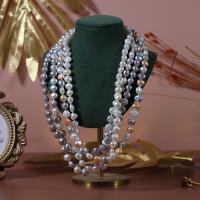 Collar largo de perlas de agua dulce natural, Perlas cultivadas de agua dulce, con 5 extender cadena, Joyería & para mujer, más colores para la opción, 7-8mm, longitud 40 cm, Vendido por UD