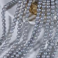 Bulvių išauginti gėlavandenių perlų karoliukai, Gėlo vandens perlų, Pasidaryk pats, pilkas, 6mm, Skylė:Apytiksliai 0.7mm, Ilgis 40-41 cm, Pardavė PC
