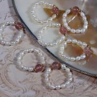 Bague perle d'eau douce, perle d'eau douce cultivée, avec quartz rose, 14K rempli d’or, bijoux de mode & pour femme, blanc, 6-7mmu30013-4mm, Trou:Environ 0.7mm, Longueur 6 cm, Vendu par PC