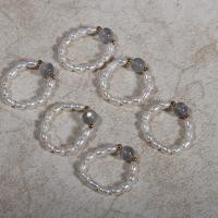 Sladkovodní Pearl prst prsten, s Moonstone, 14K plněné zlatem, módní šperky & pro ženy, bílý, 6-7mmu30013-4mm, Otvor:Cca 0.7mm, Délka 6 cm, Prodáno By PC
