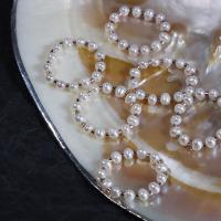 Sladkovodní Pearl prst prsten, s Elastické vlákno, módní šperky & pro ženy, bílý, 3-4mm, Otvor:Cca 0.7mm, Délka 6 cm, Prodáno By PC