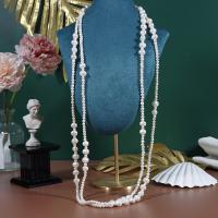 Natürliche Süßwasser Perle Halskette, Natürliche kultivierte Süßwasserperlen, Modeschmuck & mehrschichtig & für Frau, weiß, 4-5mmu30019-10mm, Bohrung:ca. 0.7mm, Länge 160 cm, verkauft von PC