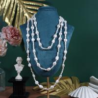 Naturalne słodkowodne perły naszyjnik długi, Perła naturalna słodkowodna, Nieregularne, biżuteria moda & dla kobiety, biały, 10mmu30014mm, otwór:około 0.7mm, długość 160 cm, sprzedane przez PC