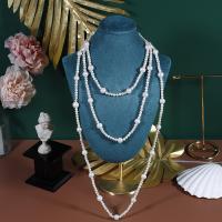 Natürliche Süßwasser Perle Halskette, Natürliche kultivierte Süßwasserperlen, Modeschmuck & mehrschichtig & für Frau, weiß, 4-5mmu30019-10mm, Bohrung:ca. 0.7mm, Länge 160 cm, verkauft von PC