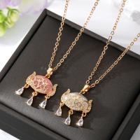 Cats Eye Necklace Zinc Alloy with Cats Eye with 5cm extender chain Longevity Lock gold color plated for woman & with rhinestone nickel lead & cadmium free Length Approx 50 cm Sold By PC