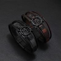Leather Cord Bracelet with PU Leather & Zinc Alloy fashion jewelry & for man Length Approx 21-22 cm Sold By PC