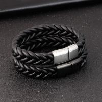 Leather Cord Bracelet 316L Stainless Steel with Leather & for man Sold By PC