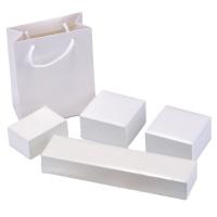 Pap smykker sæt box, med Velveteen, Rektangel, forskellig størrelse for valg, hvid, 10pc'er/Lot, Solgt af Lot