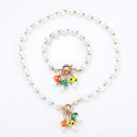 Lampwork Jewelry Sets bracelet & necklace Zinc Alloy gold color plated fashion jewelry & for woman multi-colored Sold By PC