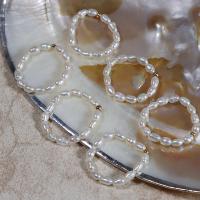 Sladkovodní Pearl prst prsten, s Elastické vlákno & Mosaz, 14K plněné zlatem, módní šperky & pro ženy, 3-4mm, Otvor:Cca 0.7mm, Délka 6 cm, Prodáno By PC