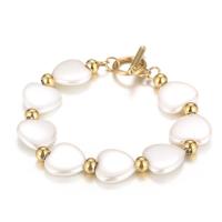 South Sea Shell Bracelets 304 Stainless Steel with Shell Pearl fashion jewelry & for woman Length Approx 7.48 Inch Sold By PC