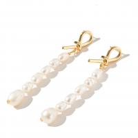 Freshwater Pearl Earrings Brass with Freshwater Pearl fashion jewelry & for woman Sold By Pair