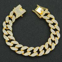 Rhinestone Bracelet Zinc Alloy fashion jewelry & for man & with rhinestone nickel lead & cadmium free Length Approx 8 Inch Sold By PC