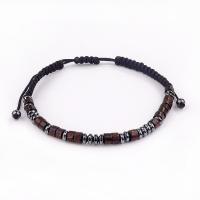 Magnetic Jewelry Bracelet Black Magnetic Stone with Polyester Cord & Wood fashion jewelry & Unisex Length Approx 7-11 Inch Sold By PC