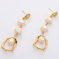 Freshwater Pearl Earrings Zinc Alloy with Freshwater Pearl gold color plated fashion jewelry & for woman nickel lead & cadmium free Sold By Pair