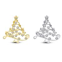 Christmas Brooches Brass with Cubic Zirconia Christmas Tree plated Christmas Design & for woman nickel lead & cadmium free Approx Sold By Bag