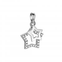925 Sterling Silver Pendant Star platinum plated DIY & with rhinestone & hollow Sold By Lot