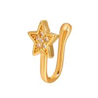 Brass Nose Clip Star plated fashion jewelry & micro pave cubic zirconia & for woman 11mm Sold By PC
