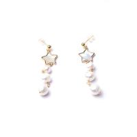 Freshwater Pearl Earrings Brass with Freshwater Pearl fashion jewelry & for woman 60mm Sold By Pair