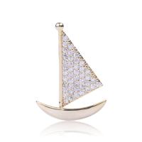 Cubic Zirconia Brooch Brass Ship fashion jewelry & micro pave cubic zirconia & for woman Sold By PC