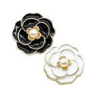 Zinc Alloy Shank Button with Plastic Pearl Flower gold color plated DIY nickel lead & cadmium free Sold By PC