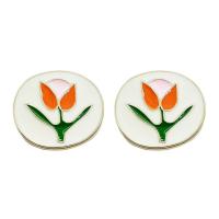 Zinc Alloy Shank Button Tulip gold color plated DIY & enamel nickel lead & cadmium free 18mm Sold By PC