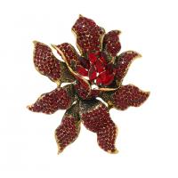 Rhinestone Brooch Zinc Alloy Flower gold color plated Unisex & with rhinestone nickel lead & cadmium free Sold By PC