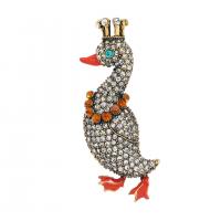 Rhinestone Brooch Zinc Alloy Duck gold color plated Unisex & enamel & with rhinestone red nickel lead & cadmium free Sold By PC