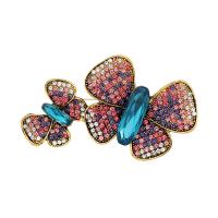 Rhinestone Brooch Zinc Alloy Butterfly gold color plated Unisex & with rhinestone nickel lead & cadmium free Sold By PC