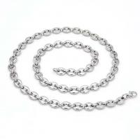 Stainless Steel Chain Necklace 304 Stainless Steel polished & Unisex original color 7mm Sold By Strand
