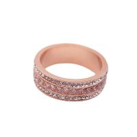 Rhinestone Stainless Steel Finger Ring 316L Stainless Steel Donut Vacuum Ion Plating fashion jewelry & Unisex & with rhinestone US Ring Sold By PC