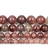 Φυσικό χαλαζία κοσμήματα χάντρες, Strawberry Quartz, Γύρος, γυαλισμένο, DIY & διαφορετικό μέγεθος για την επιλογή, Sold Με Strand