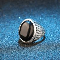Resina anillo de dedo, aleación de zinc, con resina, Óvalo, chapado en color de plata, Vintage & diverso tamaño para la opción & para hombre, 20x15mm, tamaño:8.5-10, Vendido por UD