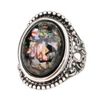 Resin Finger Ring Zinc Alloy with Resin Oval silver color plated & for woman 26mm US Ring Sold By PC