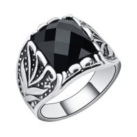Resin Finger Ring Zinc Alloy with Resin Geometrical Pattern antique silver color plated Unisex US Ring Sold By PC