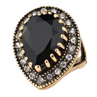 Resin Finger Ring Zinc Alloy with Resin Geometrical Pattern antique gold color plated & for woman & with rhinestone 26mm US Ring Sold By PC