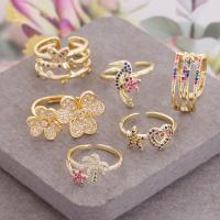 Zinc Alloy Finger Ring gold color plated adjustable & micro pave cubic zirconia & for woman US Ring Sold By PC