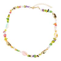 Shell Necklaces Zinc Alloy with Shell & Resin with 1.97inch extender chain gold color plated fashion jewelry & for woman multi-colored nickel lead & cadmium free Length Approx 18.42 Inch Sold By PC