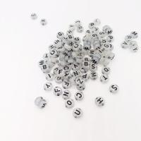 Perles acrylique alphabet, Plat rond, DIY & lumineux, 4x7mm, Trou:Environ 1.2mm, Environ 3600PC/sac, Vendu par sac