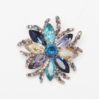 Rhinestone Brooch Zinc Alloy with Czech Rhinestone Flower gold color plated for woman multi-colored nickel lead & cadmium free Sold By PC