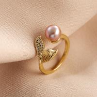 Sladkovodní Pearl prst prsten, Zinek, s Sladkovodní Pearl, módní šperky & pro ženy, nikl, olovo a kadmium zdarma, 7-8mm, Prodáno By PC