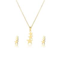 Fashion Stainless Steel Jewelry Sets Stud Earring & necklace 304 Stainless Steel Star 2 pieces & fashion jewelry & for woman golden Length Approx 17.72 Inch Sold By Set