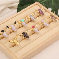 Resin Finger Ring with Zinc Alloy Horn gold color plated fashion jewelry & for woman US Ring Sold By PC
