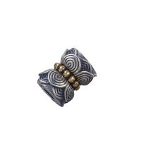 Thailand Sterling Silver Spacer Bead with Brass Lotus Antique finish DIY silver color Sold By Lot